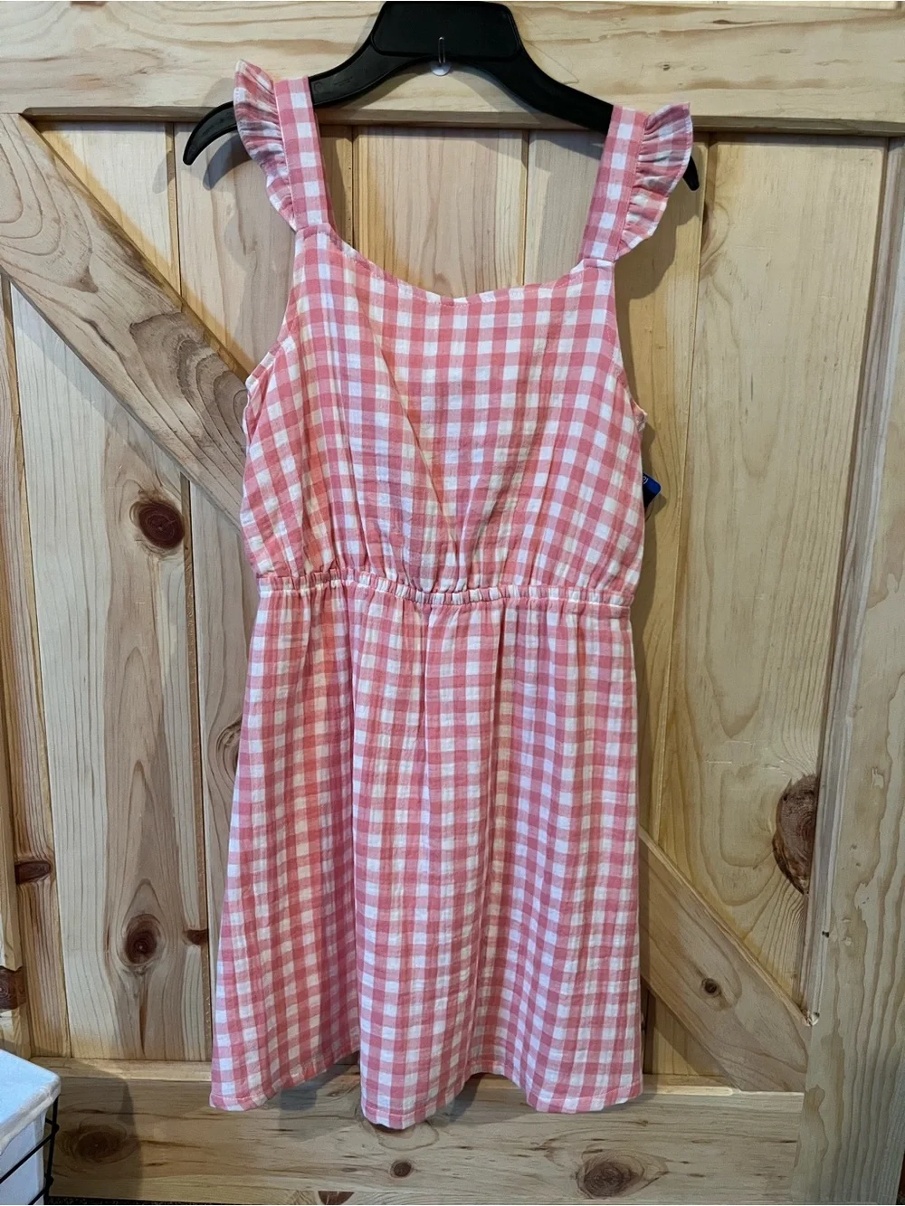Gap Girls Pink White Gingham Dress 100% Cotton NWT